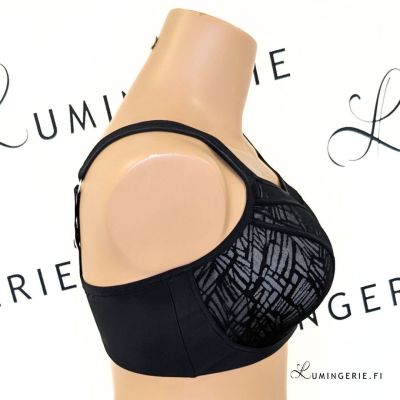 Sculptresse by Panache 9441B Activate UW Non-Padded Sports Bra Black Lace & Chalk Underwired, non-padded sports bra with racerback option. 75-105, D-O SCU-9441B-BLC
