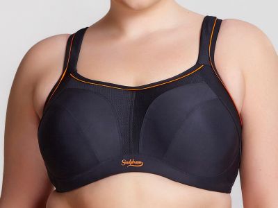 Sculptresse by Panache Sculptresse UW Non-Padded Sports Bra Black Underwired, non-padded sports bra with racerback option 75-105, D-K SCU-9441-BLK