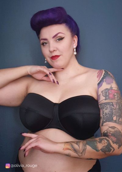 Sculptresse by Panache Dana Strapless Bra Black Underwired, slightly padded strapless bra 75-105, D-M 9670-BLK