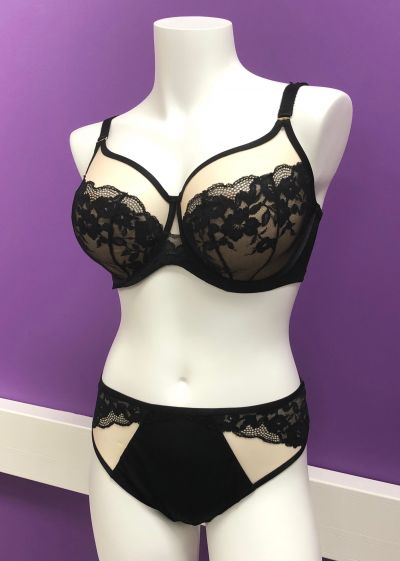 Sculptresse by Panache Josephine UW Full Cup Bra Black & Latte Underwired non-padded full cup mesh tulle bra. 75-105, DD-K 10855-B&L