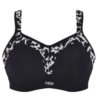 Sculptresse by Panache Sculptresse UW Non-Padded Sports Bra Monochrome Underwired, non-padded sports bra with racerback option. 75-105, D-K SCU-9441-MONO