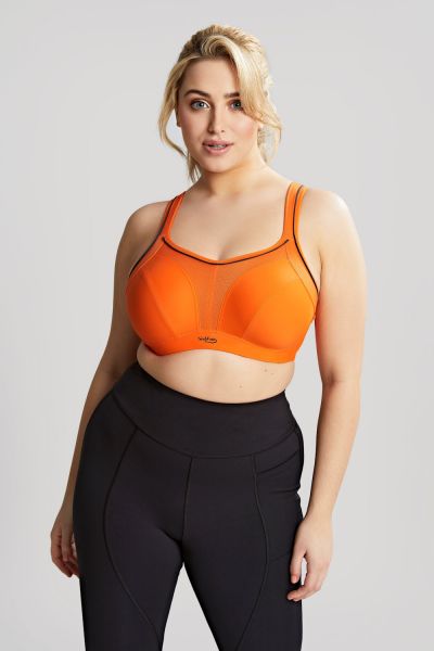 Sculptresse by Panache Sculptresse UW Non-Padded Sports Bra Mango Underwired, non-padded sports bra with racerback option 75-105, D-K SCU-9441-MAO