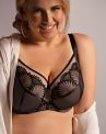 Nessa Selena Nouveau Soft UW Bra Black & Beige-thumb Underwired, unpadded soft cup balconnet with mesh and lace cups. 65-110, D-P SEN-500-B&B