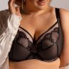 Nessa Selena Nouveau Soft UW Bra Black & Beige-thumb Underwired, unpadded soft cup balconnet with mesh and lace cups. 65-110, D-P SEN-500-B&B