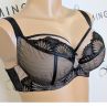 Nessa Selena Nouveau Soft UW Bra Black & Beige-thumb Underwired, unpadded soft cup balconnet with mesh and lace cups. 65-110, D-P SEN-500-B&B