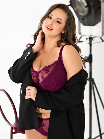 Nessa Selena Soft UW Bra Amaranth Underwired non-padded lace balconnet. 65-110, E-R SEL-N500-AMA
