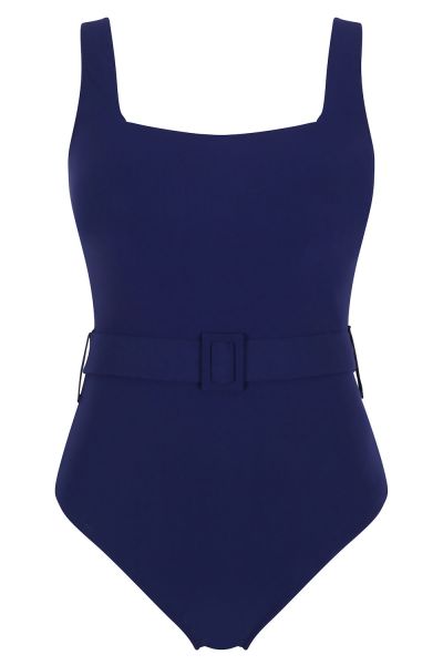 Panache Swimwear Serena UW Square Neck Swimsuit Azzurro Navy Underwired balcony swimsuit. 70-85, E-K SW1750A-AZZ