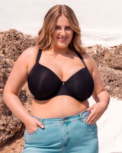 Curvy Kate Smoothie UW Spacer T-shirt Bra Black Underwired, seamfree t-shirt bra with racerback option. 65-105, E-M CK-072-104-BLK