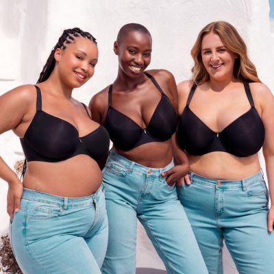 Curvy Kate Smoothie UW Spacer T-shirt Bra Black Underwired, seamfree t-shirt bra with racerback option. 65-105, E-M CK-072-104-BLK