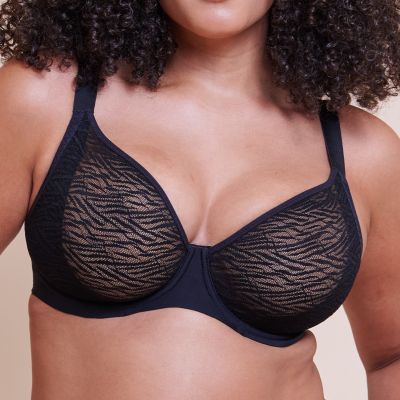 Curvy Kate Smoothie Lace UW Moulded Balcony Bra - Black Underwired, moulded stretch lace bra with seamfree wings. 65-105, E-M CK-106103-BLK