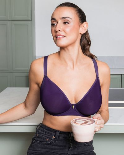 Curvy Kate Smoothie UW Moulded Spacer T-shirt Bra - Purple Underwired, seamfree t-shirt bra with racerback option. 70-100, D-H CK072104-DPE