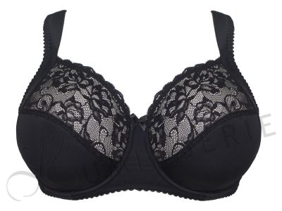 Plaisir Sofia Full Cup Bra Black Underwired, non padded, stretch lace full cup bra 80-110, D-I 1125-1/BLK