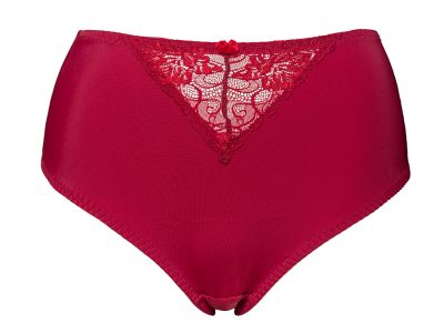 Plaisir Sofia Midi Briefs Red Rumba Normal high waist brief with lace at front. 42-54 145-RMB