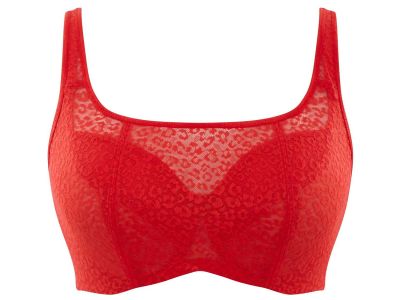 Cleo by Panache Sofia Dare Crop Top Balconnet Bra Scarlet Non-padded, underwired balconnet bra with crop top overlay 60-85, E-J 10241-SCA