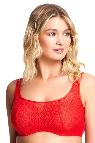 Cleo by Panache Sofia Dare Crop Top Balconnet Bra Scarlet Non-padded, underwired balconnet bra with crop top overlay 60-85, E-J 10241-SCA