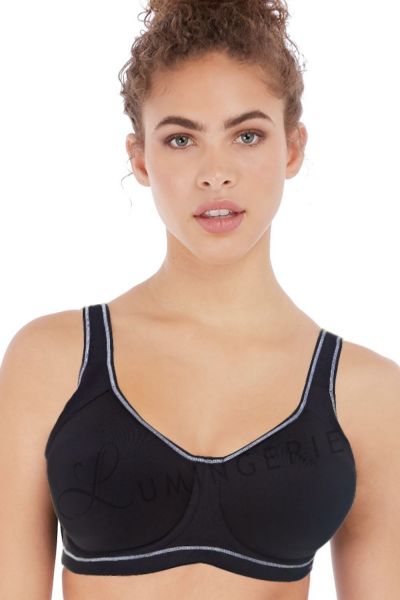Freya Active Sonic Moulded Sports Bra Storm Black Underwired spacer foam padded sports bra with convertible straps 65-90, D-K AA4892-STM