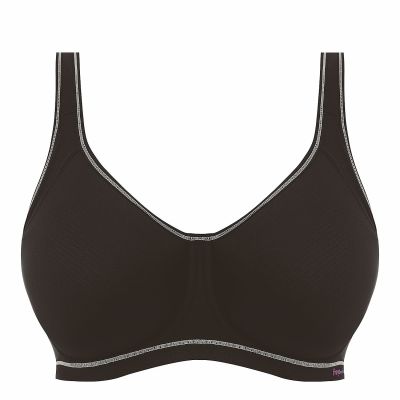Freya Active Sonic Moulded Sports Bra - Storm Black Underwired spacer foam padded sports bra with convertible straps 65-90, D-K AA4892-STM