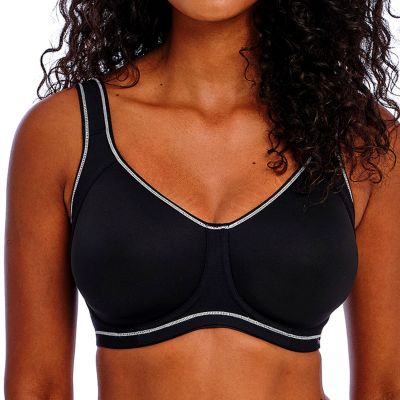 Freya Active Sonic Moulded Sports Bra - Storm Black Underwired spacer foam padded sports bra with convertible straps 65-90, D-K AA4892-STM