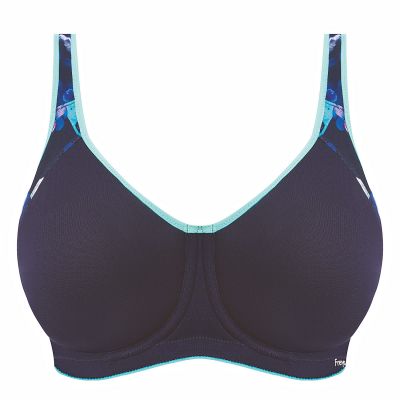 Freya Active Sonic UW Moulded Sports Bra Nightshade Underwired spacer foam padded sports bra with convertible straps 65-90, D-K AC4892-NIE