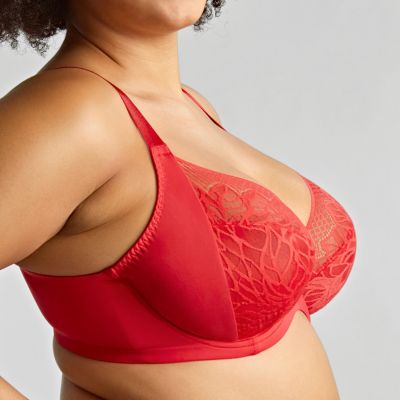 Sculptresse by Panache Sophia UW Stretch Lace Plunge Bra - Red Underwired, non-padded stretch lace plunge bra. 75-105, F-L 11196-RED