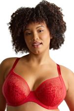 Sophia UW Stretch Lace Plunge Bra - Red