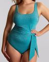 Panache Swimwear Sparkle UW Balcony Swimsuit - Teal-thumb Underwired balcony swimsuit with an oversized bow at waist. 70-85, F-M SW2050A-TEL