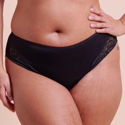 Curvy Kate Spotlight Full Brief Black Midi briefs with lace stretch lace inserts. S/34-36 - 2XL/50 CK115220-BLK