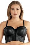 Parfait Lingerie Stevie Longline Strapless Bustier Bra Black Faux Leather-thumb Underwired, fully boned longline strapless bustier bra. M-2XL, S+-3XL+ (D-L cups) P50120-BFL