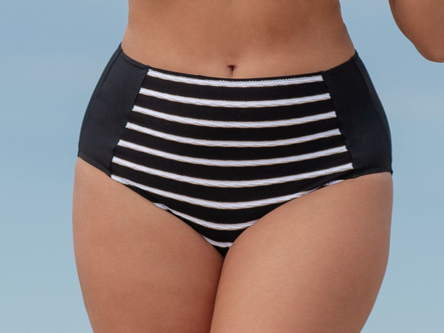 Plaisir Stripes Bikini Brief Monochrome | Lumingerie bras and underwear for big busts