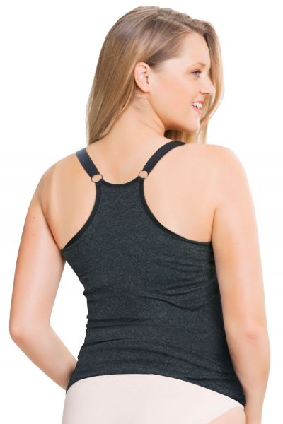 Cake Maternity  Sugar Candy Essential Nursing Tank Top Charcoal Wirefree, seamless tank top with drop cups for nursing XS-XXL (60-90, F-K) 40-8012-59