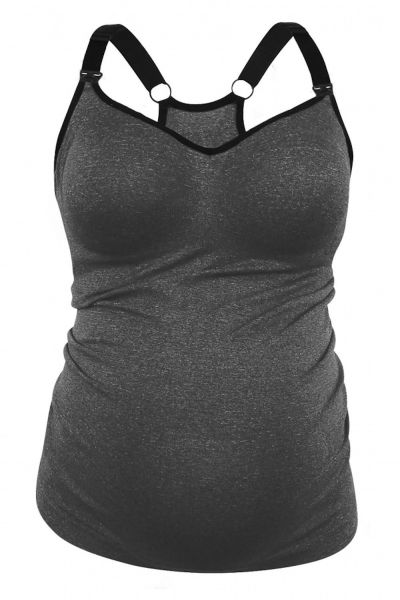 Cake Maternity  Sugar Candy Essential Nursing Tank Top Charcoal Wirefree, seamless tank top with drop cups for nursing XS-XXL (60-90, F-K) 40-8012-59
