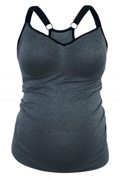 Cake Maternity  Sugar Candy Essential Everyday Tank Top Charcoal Wirefree, seamless tank top XS-XXL (60-90, F-K) 41-8012-59