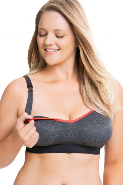 Cake Maternity  Sugar Candy Crush Seamless Soft Nursing Bra Charcoal Wirefree, seamless nursing and maternity bra XS-XXL (60-90, F-K) 27-8008-59