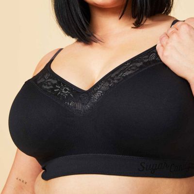 Cake Maternity  Sugar Candy Lux Seamless Nursing Bra Black Wirefree, seamless nursing bra XS-XXL (60-90, F-K) 27-8006-06