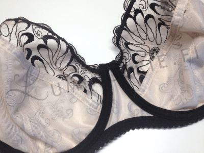 Nessa Tatuaz Soft UW Bra Beige & Black Underwired, unpadded soft cup lace balconnet 65-110, D-O TAT-N500-B&B