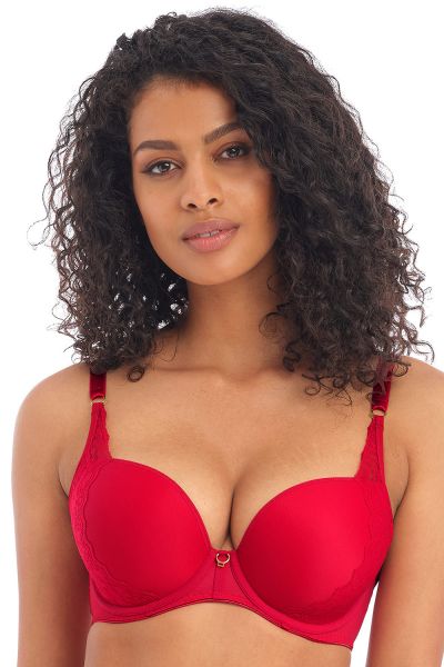 Freya Temptress UW Moulded Plunge Bra Cherry Underwired, moulded and seamless plunge bra with removable decorative straps 60-85, D-J AA400131-CHR