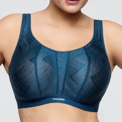 PrimaDonna The Game UW Sports Bra - Deep Blue Sea Underwired sports bra with racerback option. 70-95, D-H 6000510-DPS