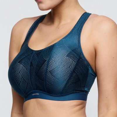 PrimaDonna The Game UW Sports Bra - Deep Blue Sea Underwired sports bra with racerback option. 70-95, D-H 6000510-DPS