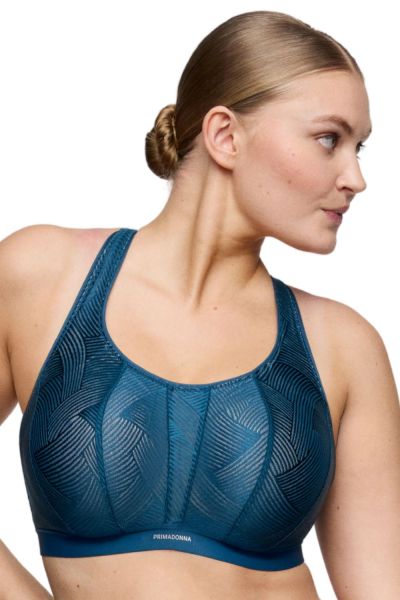PrimaDonna The Game UW Sports Bra - Deep Blue Sea Underwired sports bra with racerback option. 70-95, D-H 6000510-DPS