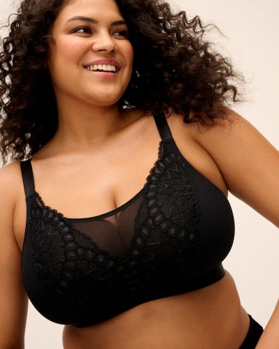 Elomi Tiernie Non-Wired Bralette - Black Non-wired, non-padded soft mesh and lace bralette. 70-100, E/F - M/N EL303317-BLK