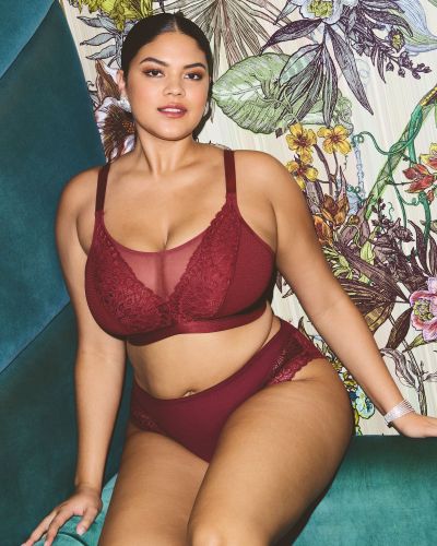 Elomi Tiernie Non-Wired Bralette - Tibetan Red Non-wired, non-padded soft mesh and lace bralette. 70-100, E/F - M/N EL303317-TIB