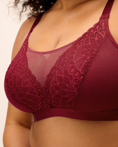 Elomi Tiernie Non-Wired Bralette - Tibetan Red Non-wired, non-padded soft mesh and lace bralette. 70-100, E/F - M/N EL303317-TIB