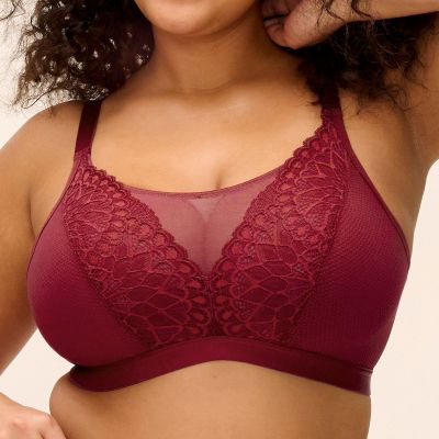 Elomi Tiernie Non-Wired Bralette - Tibetan Red Non-wired, non-padded soft mesh and lace bralette. 70-100, E/F - M/N EL303317-TIB