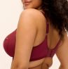 Elomi Tiernie UW Stretch Plunge Bra - Tibetan Red-thumb Underwired, full cup plunge bra with stretch lace top cup. 70-100, E-O EL303334-TIB