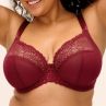 Elomi Tiernie UW Stretch Plunge Bra - Tibetan Red-thumb Underwired, full cup plunge bra with stretch lace top cup. 70-100, E-O EL303334-TIB