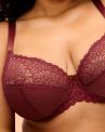 Elomi Tiernie UW Stretch Plunge Bra - Tibetan Red-thumb Underwired, full cup plunge bra with stretch lace top cup. 70-100, E-O EL303334-TIB
