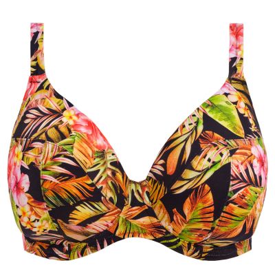 Elomi Tiger Valley UW Plunge Bikini Bra Black Underwired plunge bikini bra. 75-100, F-M ES802302-BLK