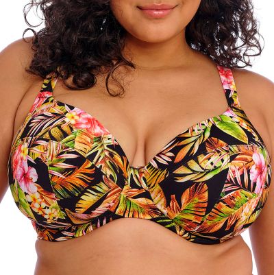 Elomi Tiger Valley UW Plunge Bikini Bra Black Underwired plunge bikini bra. 75-100, F-M ES802302-BLK
