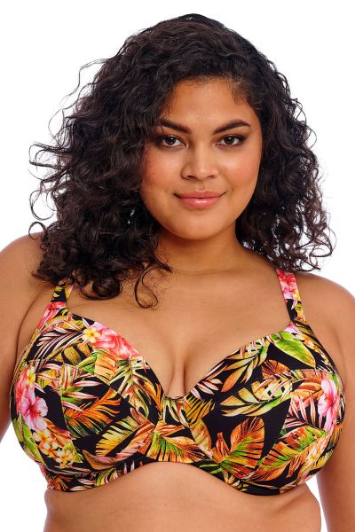Elomi Tiger Valley UW Plunge Bikini Bra Black Underwired plunge bikini bra. 75-100, F-M ES802302-BLK