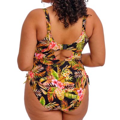Elomi Tiger Valley Non-Wired Plunge Swimsuit Black Non-wired bra-sized swimsuit. 75-95 G/H - K/L ES802343-BLK